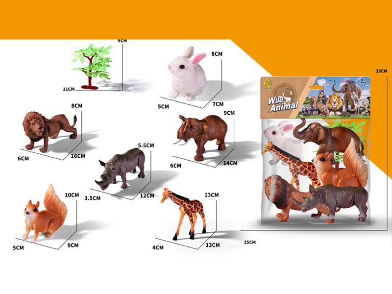 6PCS Simulated Animals Toy+1Tree