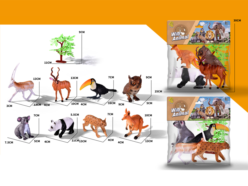 4PCS Simulated Animals Toy+1Tree