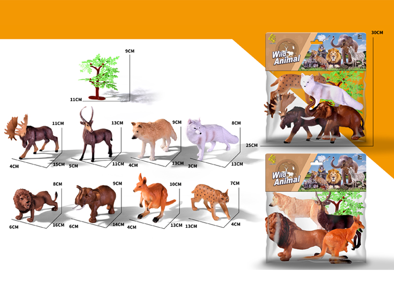 4PCS Simulated Animals Toy+1Tree