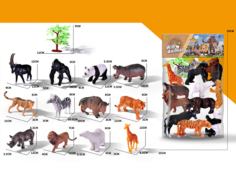 12PCS Wildlife Toy+1Tree