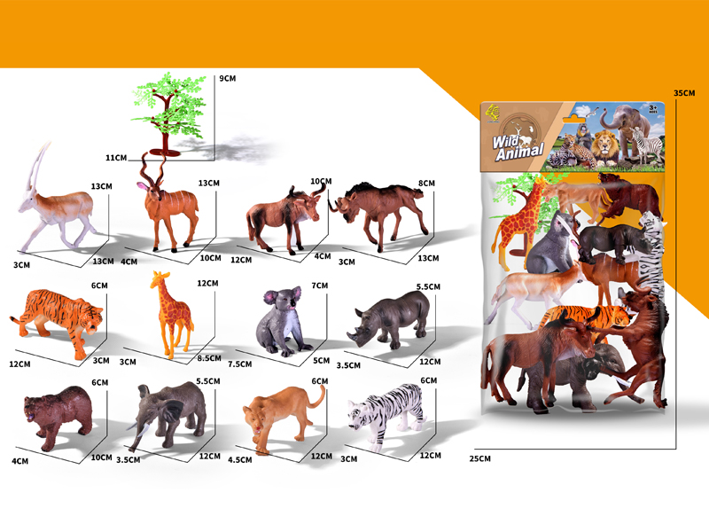 12PCS Wildlife Toy+1Tree