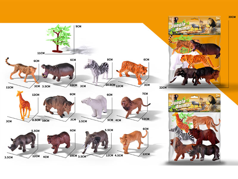 6PCS Wildlife Toy+1Tree