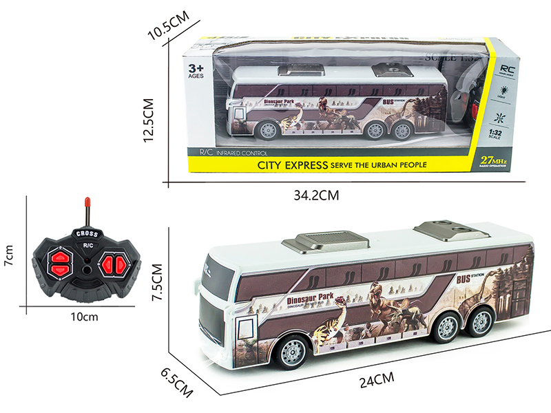 1:32 27Mhz 4-Channel Remote Control Dinosaur Bus With Light(Not Included Batteries)