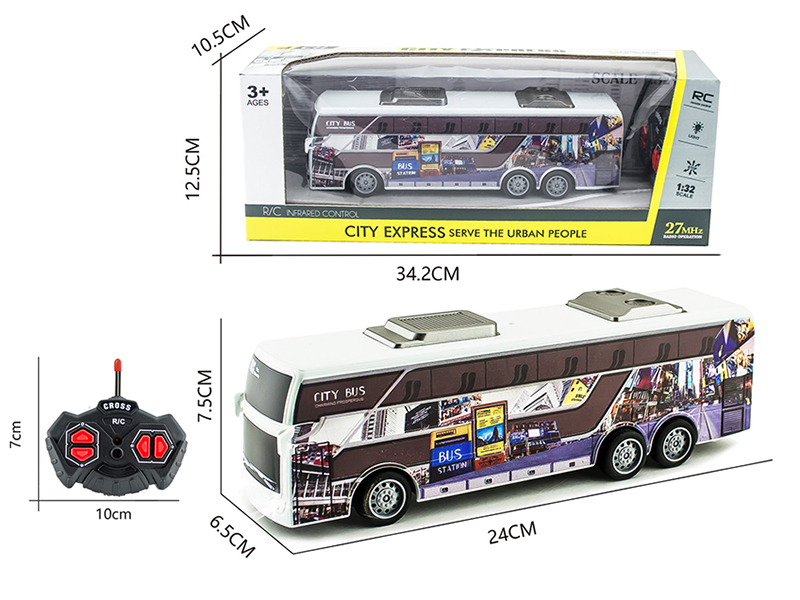 1:32 27Mhz 4-Channel Remote Control Simulated Bus With Light(Not Included Batteries)