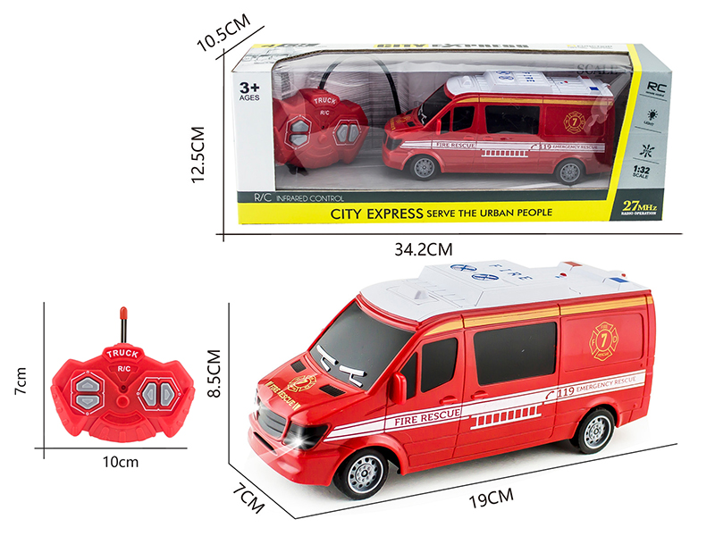 1:32 27Mhz 4-Channel Remote Control Fire Engine With Light(Not Included Batteries)
