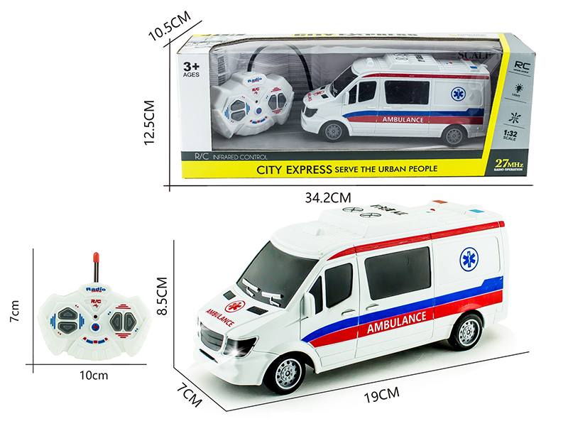 1:32 27Mhz 4-Channel Remote Control Ambulance With Light(Not Included Batteries)