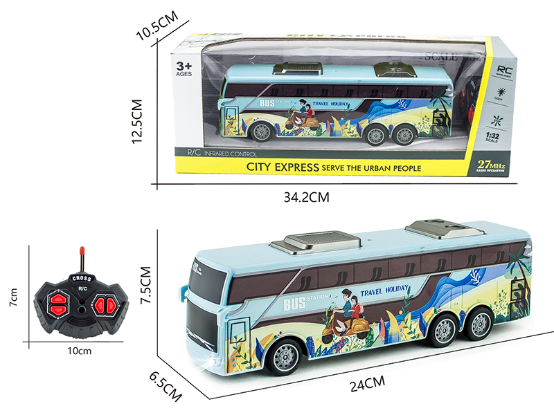 1:32 27Mhz 4-Channel Remote Control Simulated Bus With Light