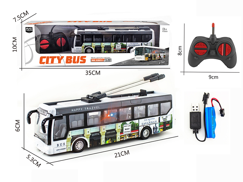 1:32 27Mhz 4-Channel Remote Control City Bus With Light(Included Batteries)