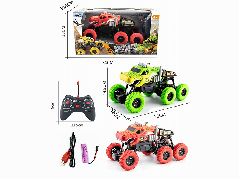 1:16 27Mhz 4-Channel Remote Control 6-Wheel 4WD Pad Printing Crocodile Climbing Car (Included Batteries)