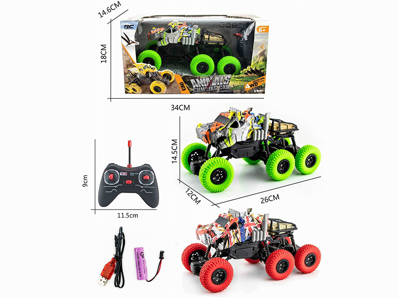1:16 27Mhz 4-Channel Remote Control 6-Wheel 4WD Water Transfer Printing Crocodile Climbing Car (Included Batteries)