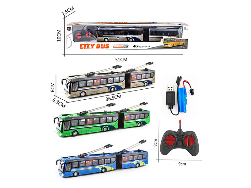 1:32 27Mhz 4-Channel Remote Control Articulated Bus With Lights(Included Batteries)