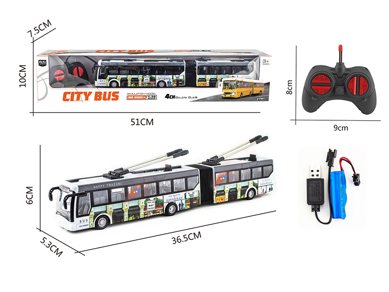1:32 27Mhz 4-Channel Remote Control Articulated Bus With Lights(Included Batteries)