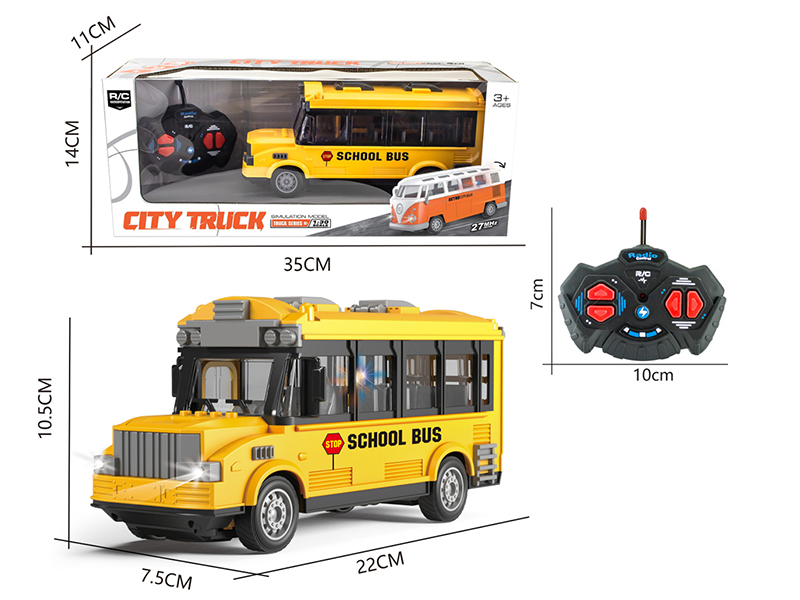 1:30 27Mhz 4-Channel Remote Control School Bus With Lights(Not Included Batteries)
