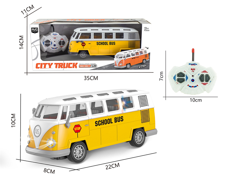 1:30 27Mhz 4-Channel Remote Control Retro School Bus With Lights(Not Included Batteries)
