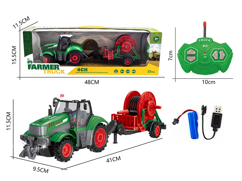 1:24 27Mhz 4-Channel Remote Control Farmer Truck With Lights(Included Batteries)