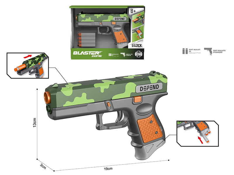 Glock Alloy Manual Soft Bullet Gun