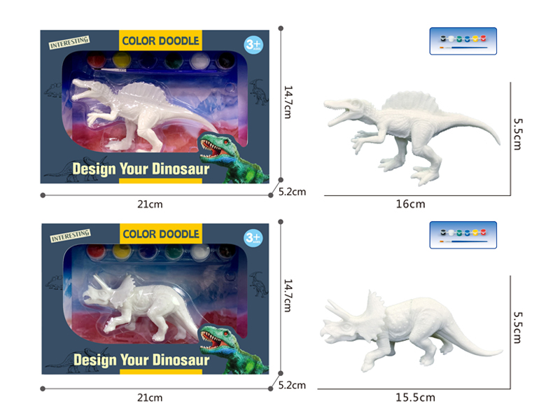 7 Inch Solid Dinosaur Graffiti Toy