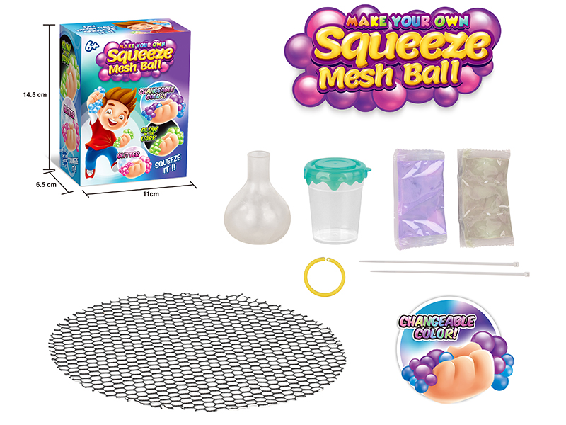 DIY Slime Squeeze Mesh Ball(Heat Sensitive Color Changing)