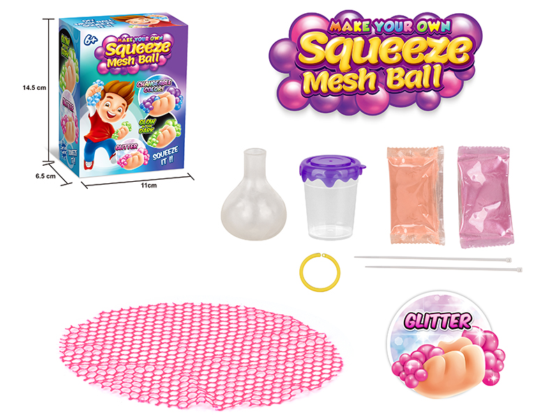 DIY Slime Squeeze Mesh Ball(Glitter)