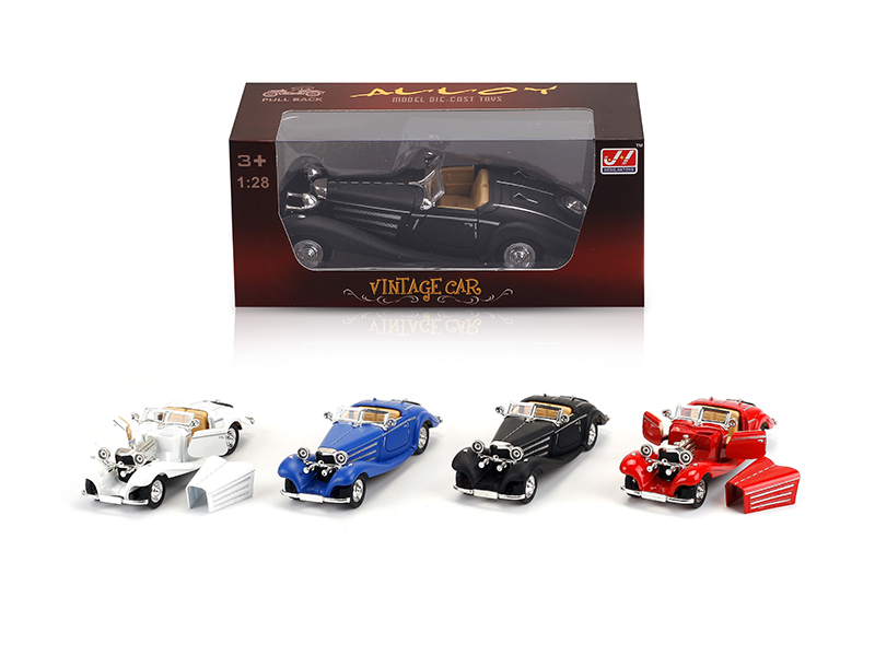 1:28 Pull Back Alloy Simulated Benz 500K Vintage Car(3 Doors Open)