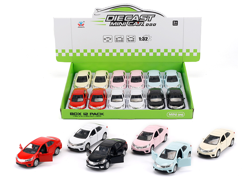 1:36 Pull Back Alloy Simulated Car (Corolla)12PCS