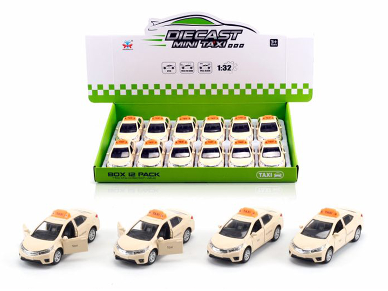 1:36 Pull Back Alloy Simulated Toyota Taxi With Light And Music(12PCS)