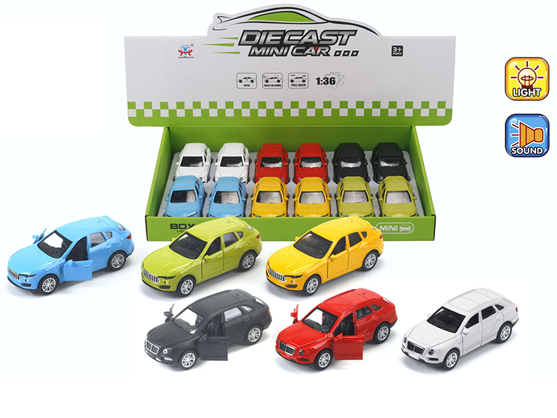 1:36 Pull Back Alloy Simulated Car With Light And Music(Bentley, Maserati)12PCS