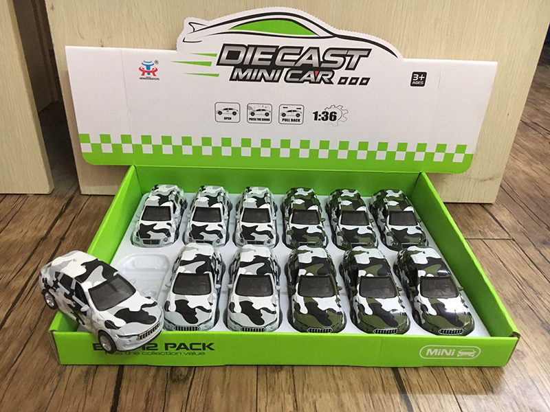 1:36 Pull Back Alloy Camouflage Simulated Car With Light And Music(Bentley, Maserati)12PCS