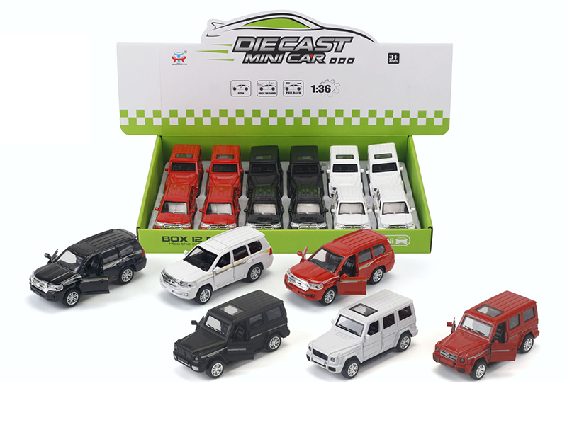 1:36 Pull Back Alloy Simulated Off-Road Vehicle (Benz/Toyota)12PCS