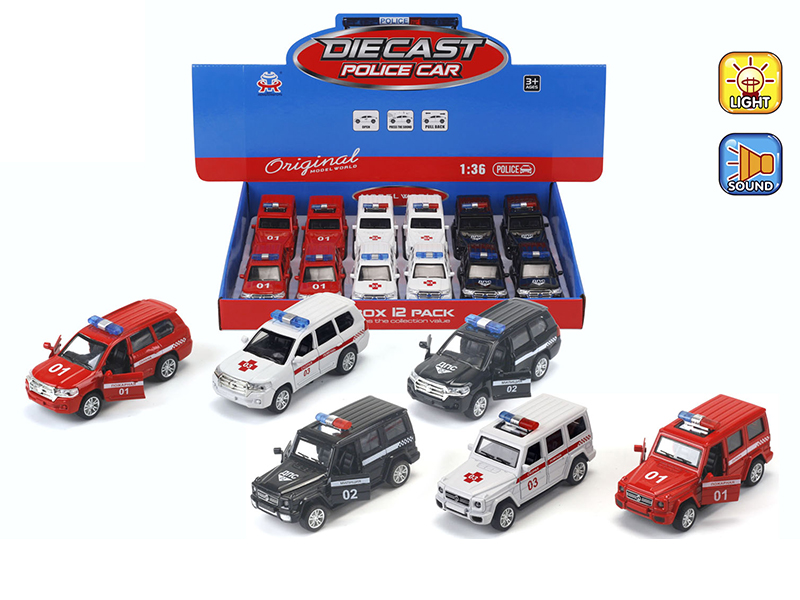 Russian Edition 1:36 Pull Back Alloy Simulated Off-Road Vehicle With Light And Music(Benz/Toyota)12PCS