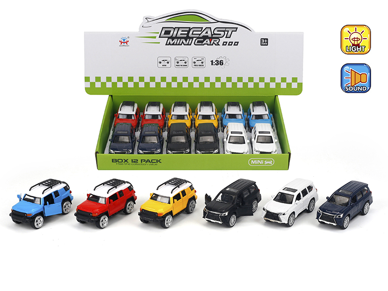 1:36 Pull Back Alloy Simulated Car With Light And Music(Lexus, Toyota)12PCS