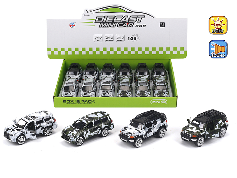 1:36 Pull Back Alloy Simulated Toyota/Lexus Camouflage Car With Light And Music(12PCS)