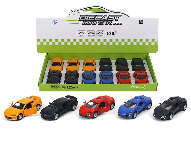 1:36 Pull Back Alloy Simulated Car (Chevrolet,Lykan)12pcs