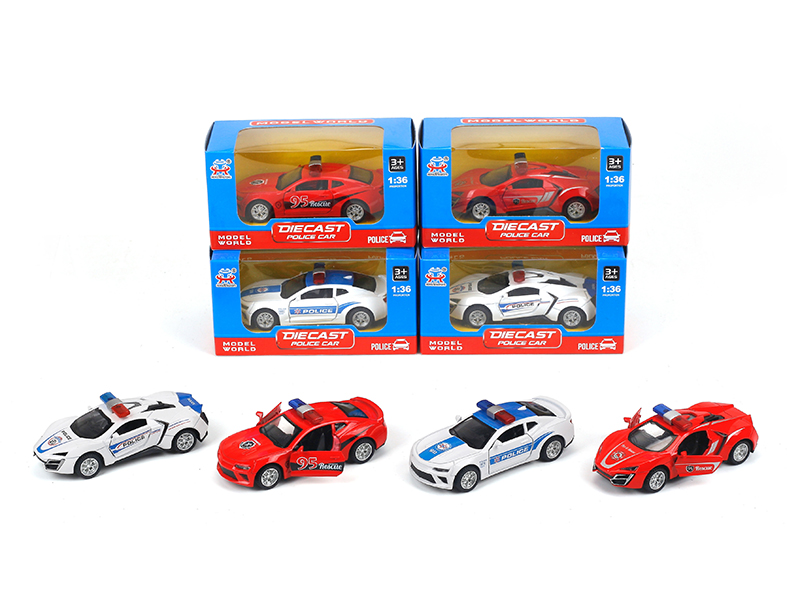 1:36 Pull Back Alloy Simulated Police Car (Chevrolet,Lykan)