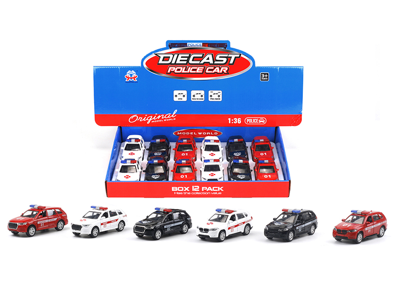 1:36 Pull Back Alloy BMW/Audi Police Car(12PCS)(Russian)