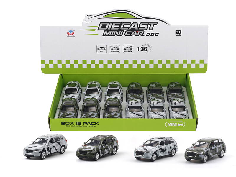 1:36 Pull Back Alloy BMW/Audi Camouflage Car(12PCS)