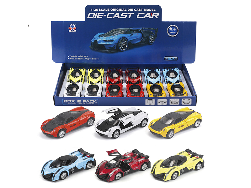 1:36 Pull Back Alloy Pagani/Lamborghini Simulated Car(12PCS)