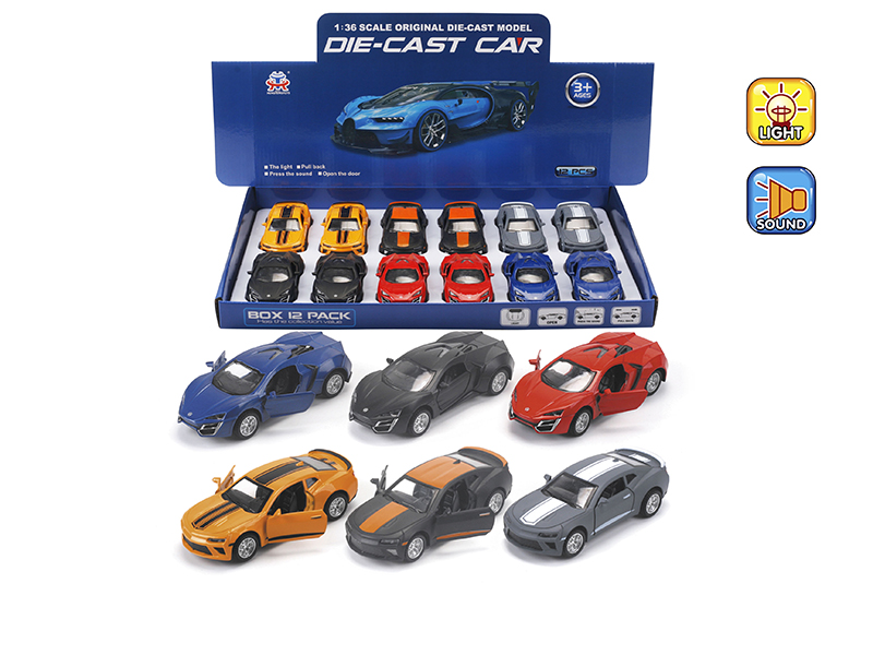 1:36 Pull Back Alloy Chevrolet/Lykan Simulated Car With Light And Music(12PCS)