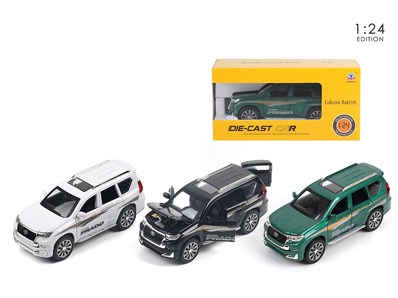 1:24 Land Cruiser Prado Pull Back 6 Open Doors Alloy Car With Sound And Light