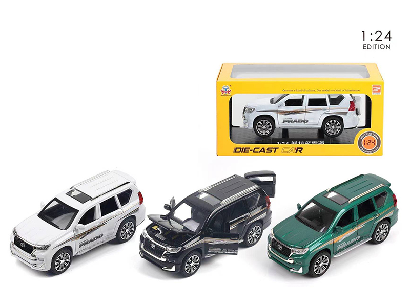 1:24 Land Cruiser Prado Pull Back 6 Open Doors Alloy Car With Sound And Light