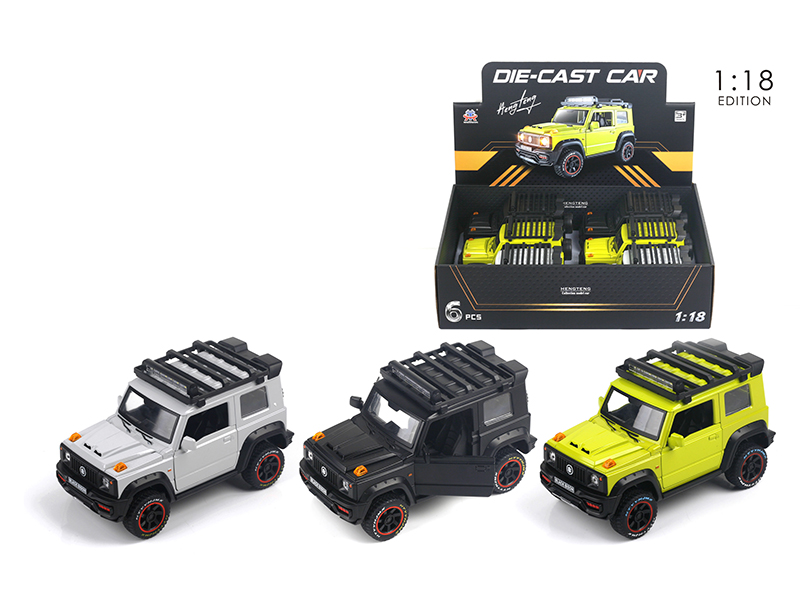 1:18 Jimny Pull Back 4 Open Doors Alloy Car With Sound And Light(6PCS)