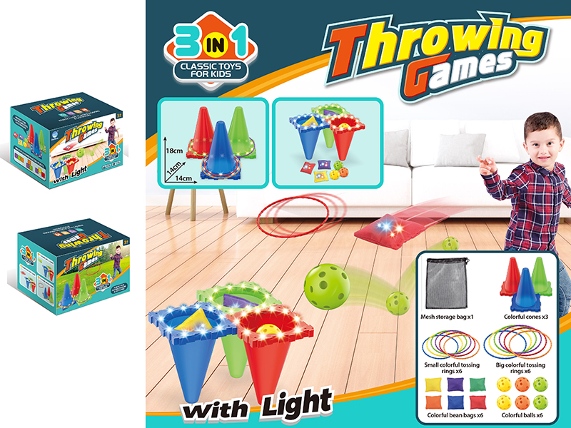 3 Color Cones Throwing Game(With Lights)