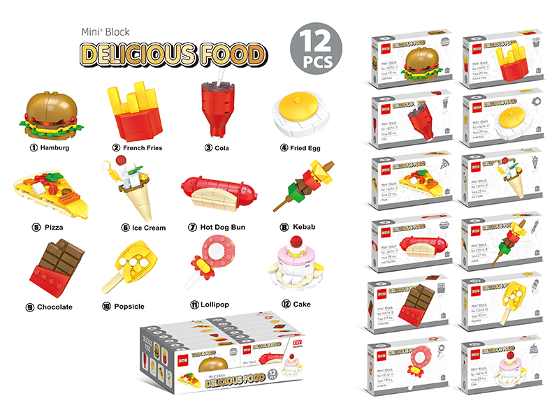 12PCS Mini Food Building Blocks