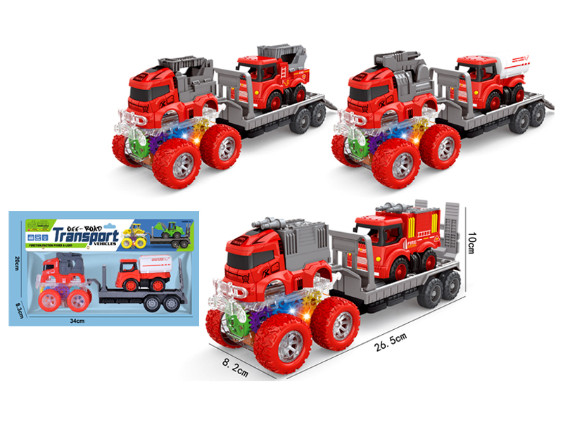 4Wd Double Friction Stunt Fire Truck+Pull Back Cartoon Fire Truck