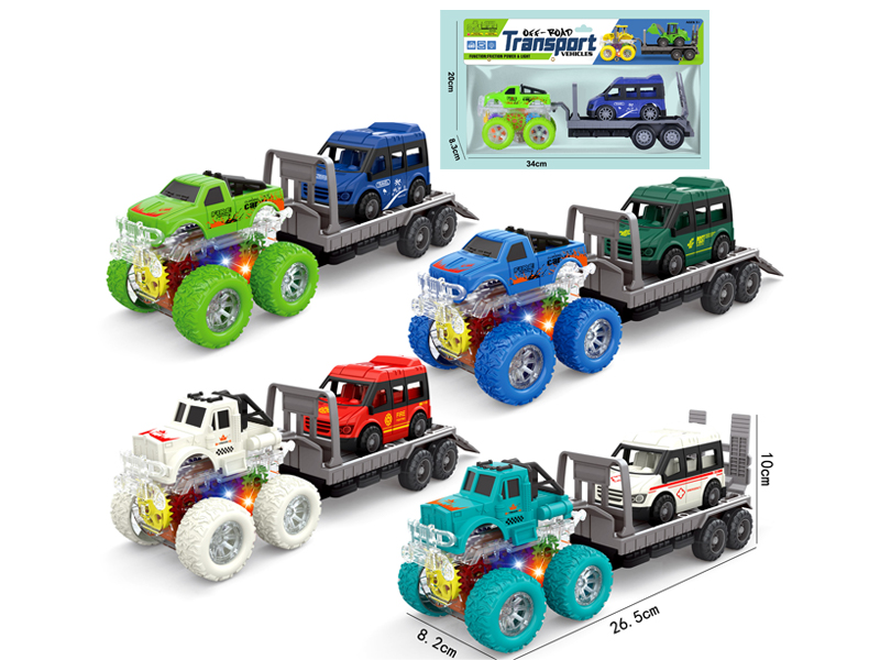 4Wd Double Friction Special Effects Tractor Pickup Truck+Cartoon Business Vehicle