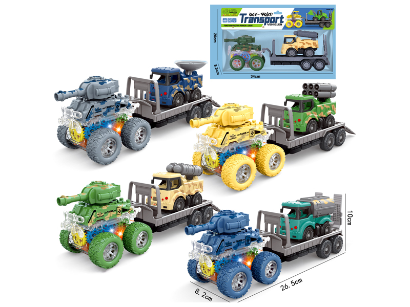 4Wd Double Friction Special Effects Tank Vehicle+Pull Back Military Vehicle