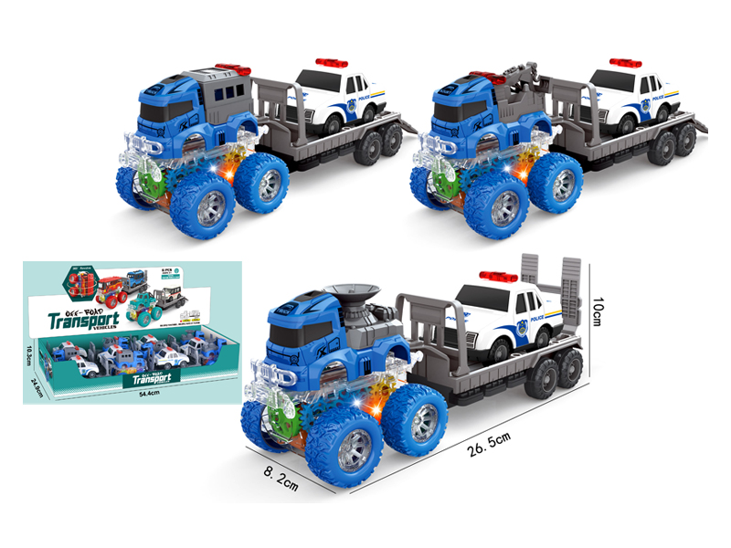 4Wd Double Friction Special Effects Police Car+Pull Back Cartoon Police Car 6PCS