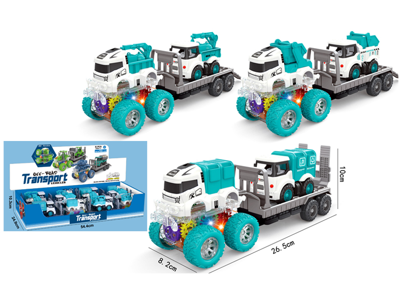 4Wd Double Friction Special Effects Eco-Friendly Vehicle+Pull Back Cartoon Eco-Friendly Vehicle 6PCS