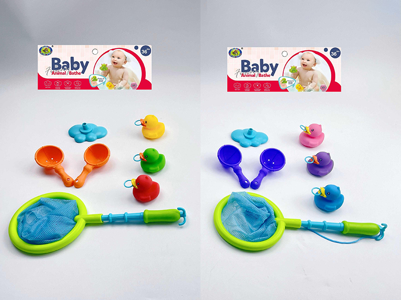 Baby Bath Toys Spoon Net Ducks Set 7pcs