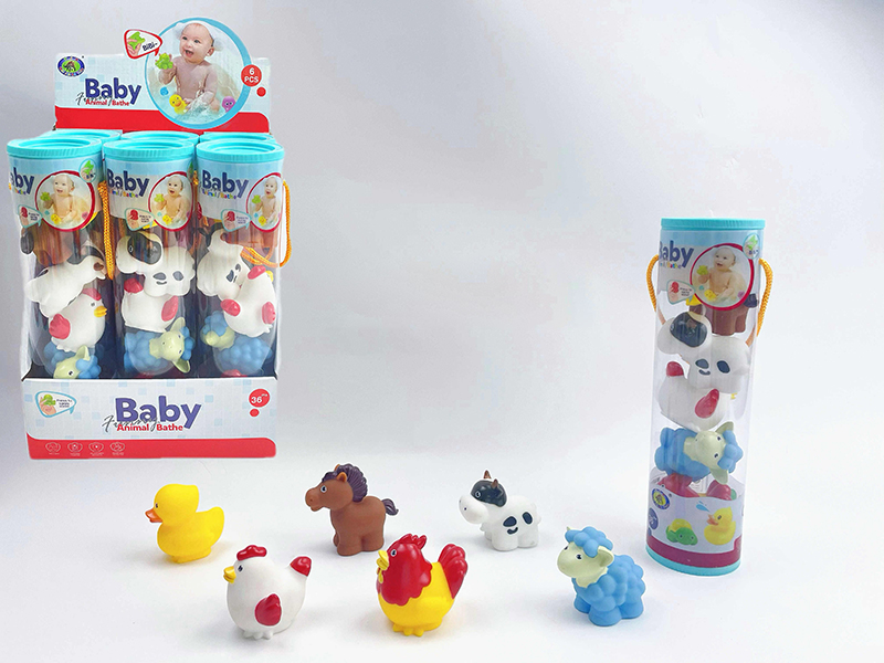 Baby Bath Toys Spray Water Farm Animals(6PCS)6 Cylinder/Box